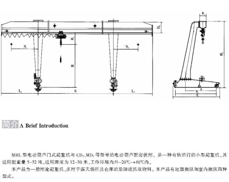 MHL型5-32噸電動(dòng)葫蘆門(mén)式起重機(jī)